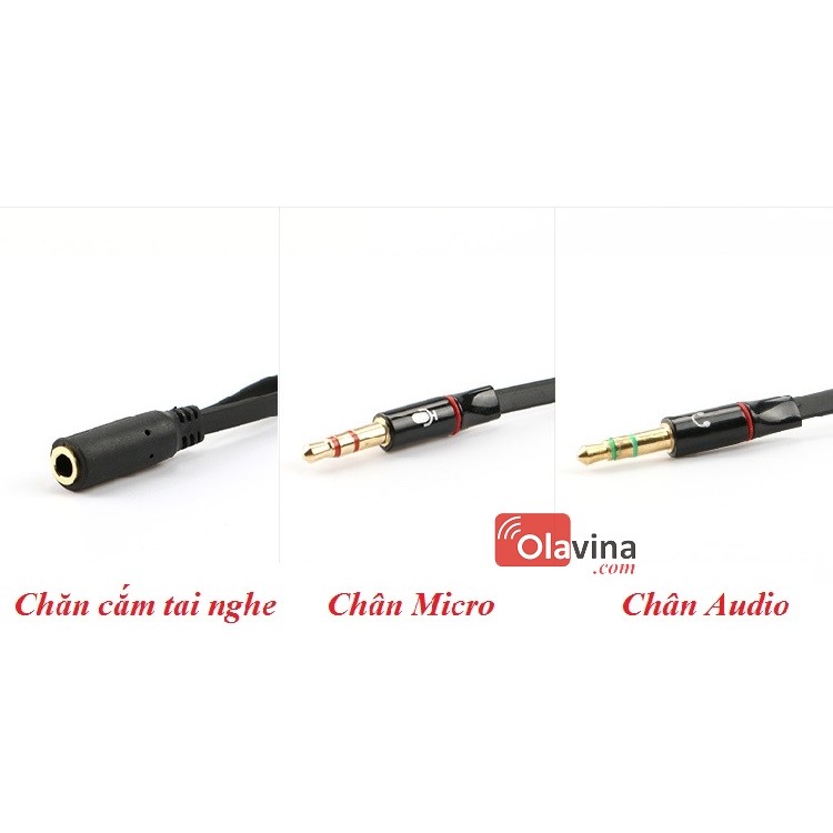 Cáp gộp cổng audio và micro 3.5 mm