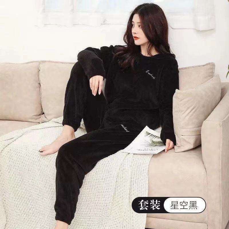 Bộ ngủ lông quần dài mặc ở nhà mùa đông form bigsize phong cách hàn quốc dễ thương 50-70Kg  TOZZO BLO01