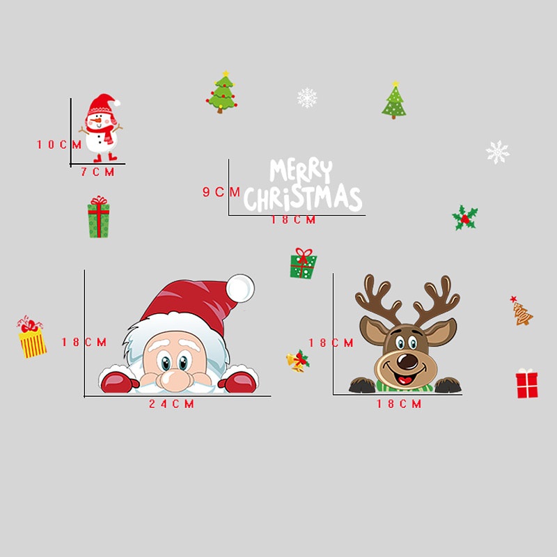 Miếng dán trang trí cửa kính hình ông già noel / tuần lộc bằng pvc