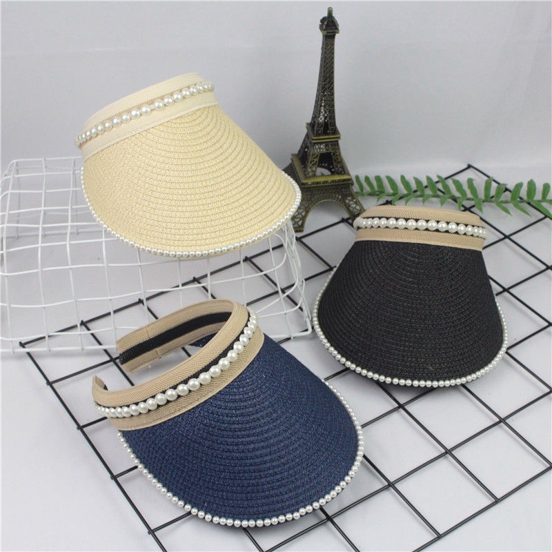 Mũ Rơm Đính Ngọc Trai Thời Trang Cho Nữ