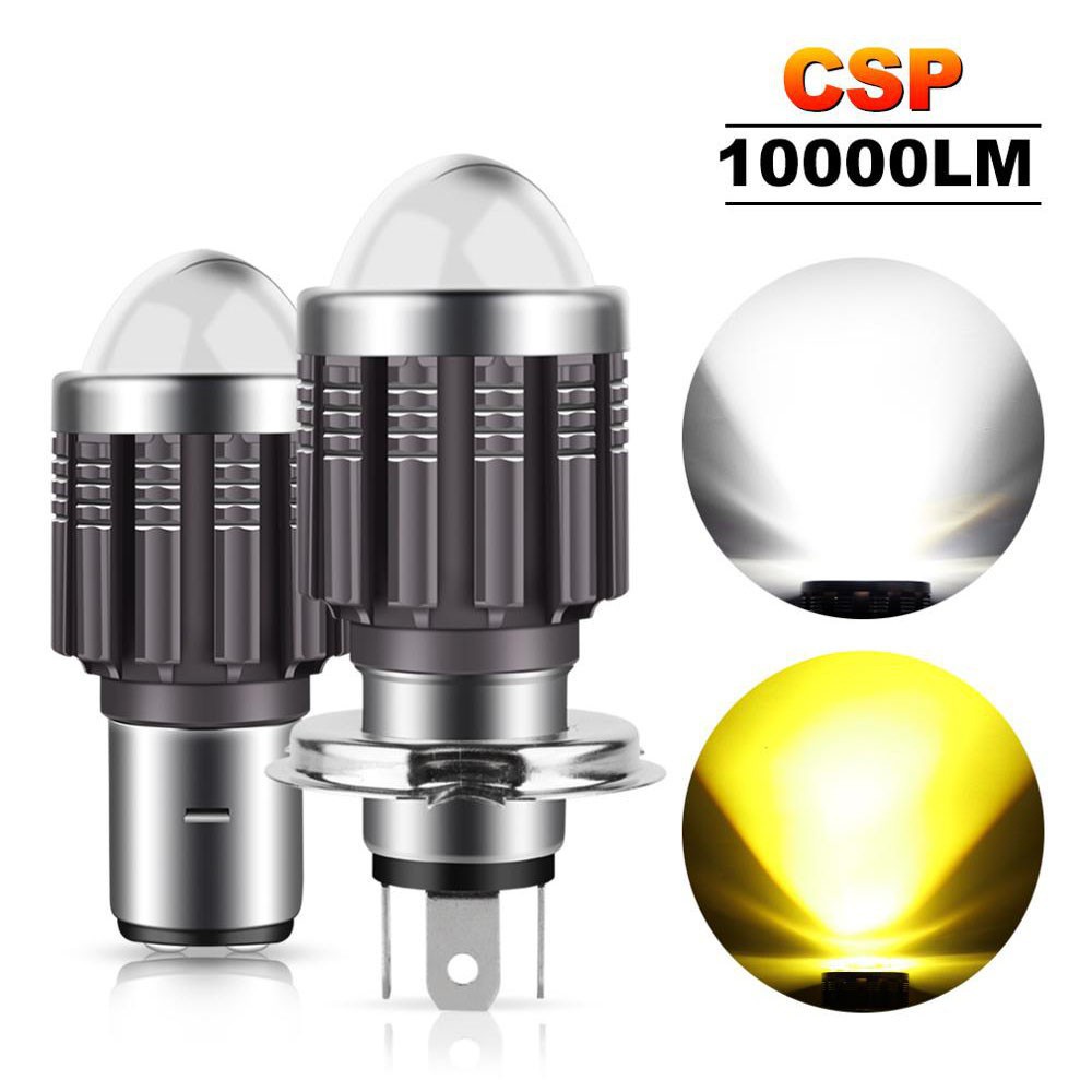 Đèn pha H4 H6 BA20D 10000LM 12W ánh sáng trắng vàng 6000K cao cấp dành cho xe máy