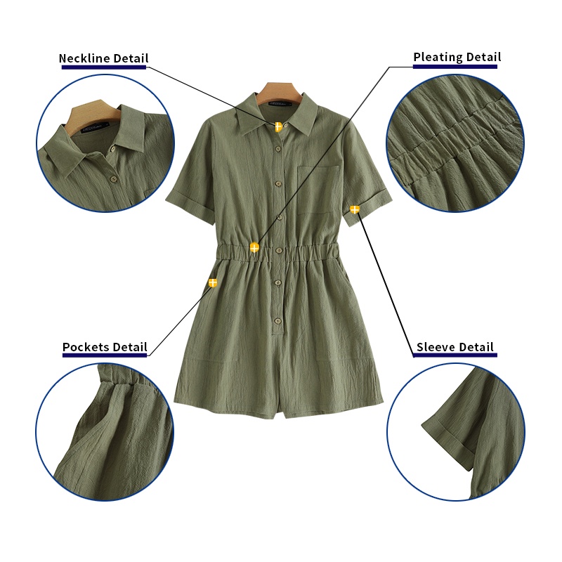 Áo Liền Quần Có Túi Cài Nút Thời Trang Đường Phố Châu Âu Cho Nữ ZANZEA