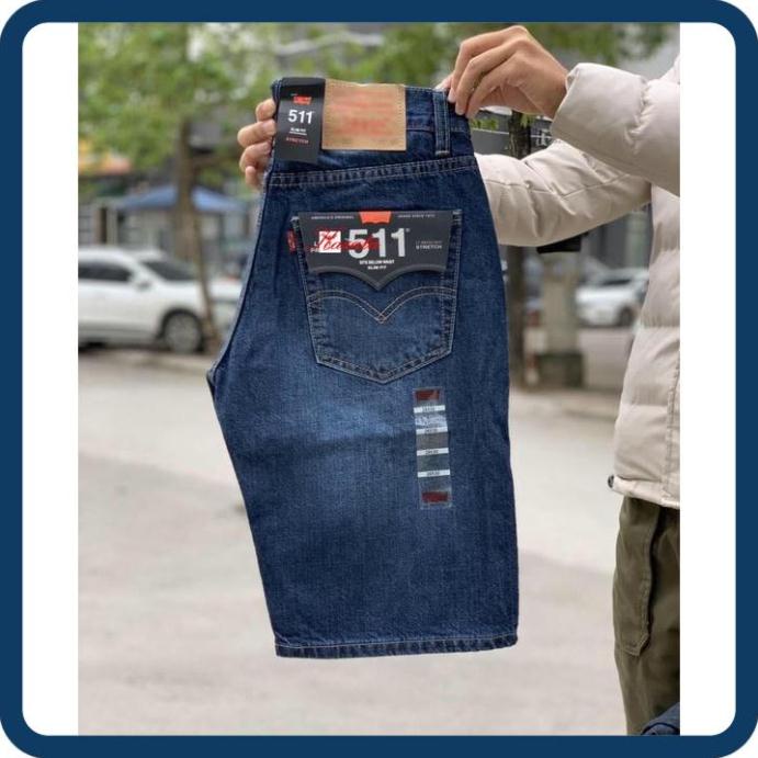SALE GIÁ VỐN quần jean short nam le511 với 4 màu xanh rêu xanh đậm xanh trung xanh sang ống rộng dài qua gối hàng vnxk