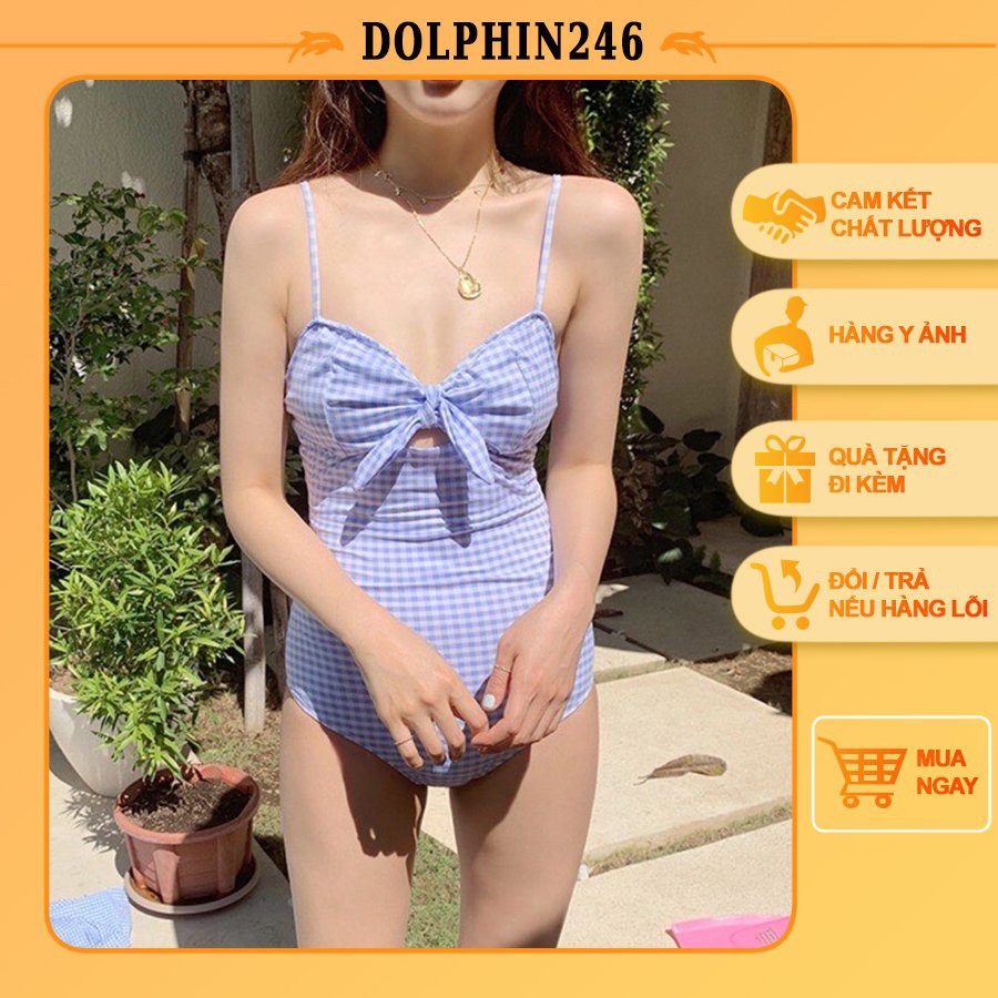 Bikini Liền Xanh Kẻ 2 Dây che bụng Quảng Châu Túi Zip K3-A8