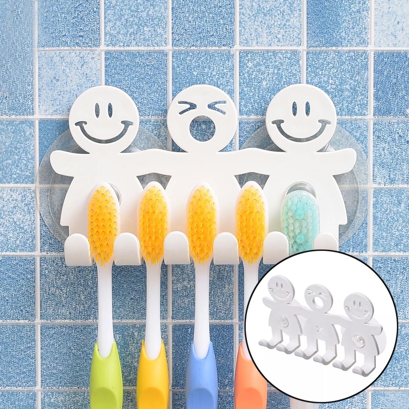 Giá Đỡ Bàn Chải Đánh Răng Bằng Nhựa Hình Mặt Cười Dễ Thương
