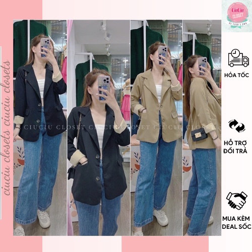 Khoác Vest Blazer 2 Lớp Túi Đắp Có Size 2Màu( SẴN/ẢNH THẬT)