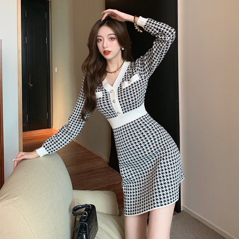 [ORDER] Đầm Len Dài Tay - Váy Len Dáng Ngắn Mùa Thu Phong Cách Hàn Quốc VD133 ICC Official Store