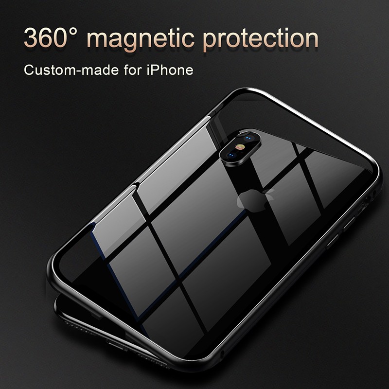 Ốp Lưng Nắp Gập Mặt Kính Cường Lực Nam Châm Hiệu Baseus Cho Iphone Xs Max Xs Xr