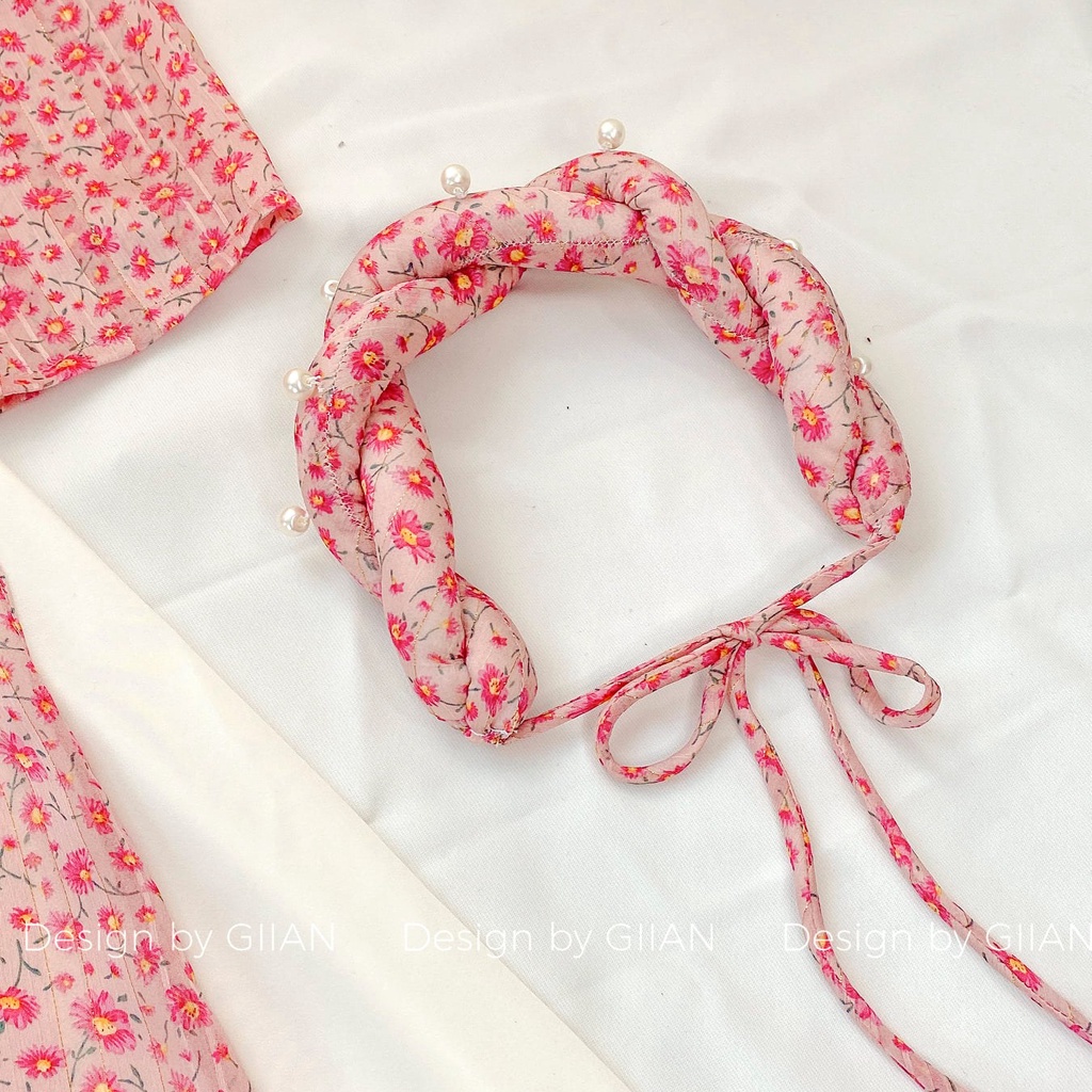 Áo dài cách tân hoa nhí thiết kế chính hãng GIIAN, tặng kèm váy hai dây - AD249