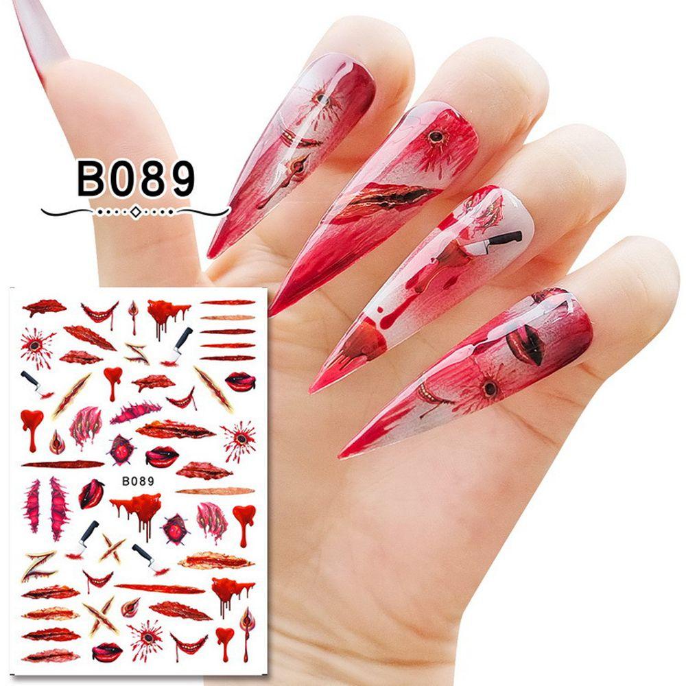 Set 12 Miếng Dán Móng Tay Tự Dính Họa Tiết Halloween Độc Đáo