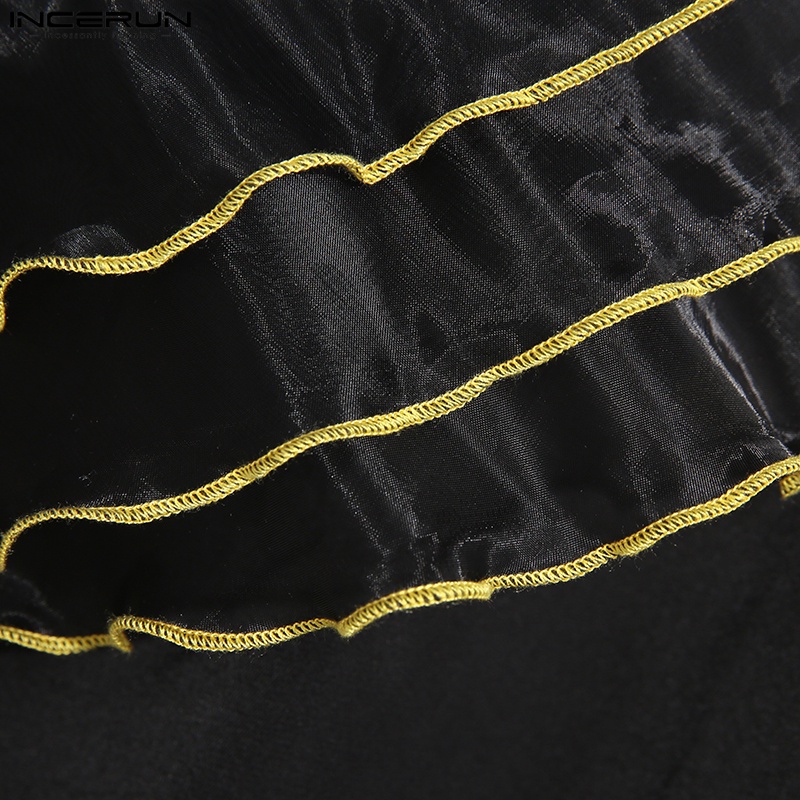 Áo ghi lê INCERUN không tay cổ chữ v phối bèo phong cách gothic dành cho nam