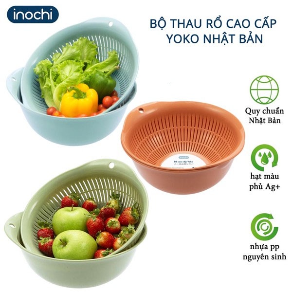 Combo 3 bộ thau kèm rổ inochi size 23-30-35 6 chi tiết