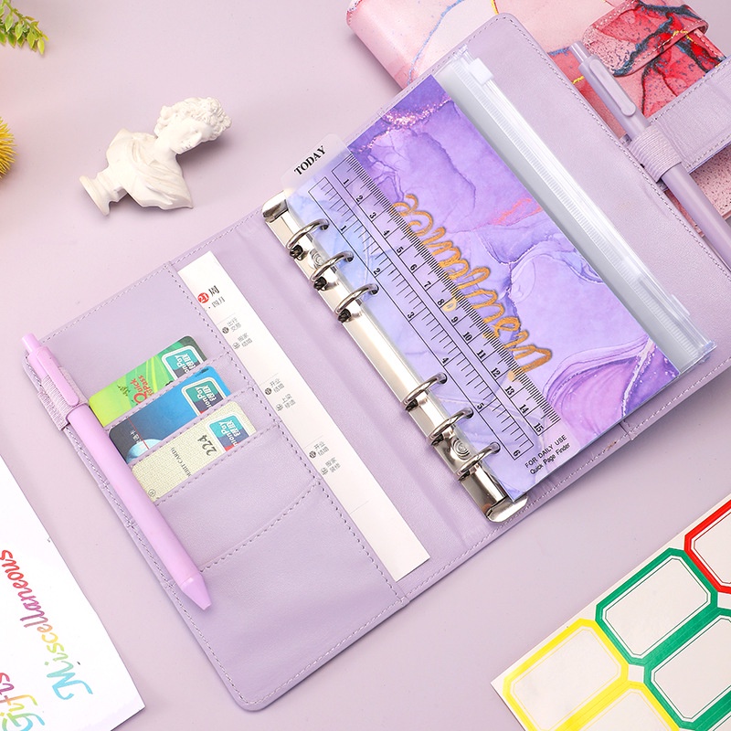 Phong Bì Tài Liệu Ngân Hàng/Tiền Giấy A6 Họa Tiết Đá Cẩm Thạch Nhiều Màu Sắc Có Khóa Kéo