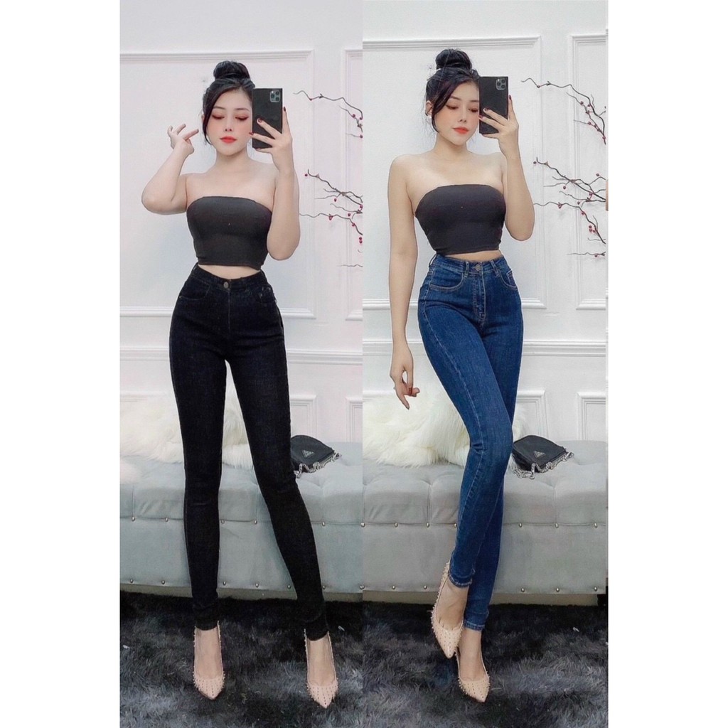 [Size 32-36] Quần Jean Bigsize  - Lưng THUN Cạp Cao - XANH ĐẬM/NHẠT/ĐEN TUYỀN Co Giãn Mạnh