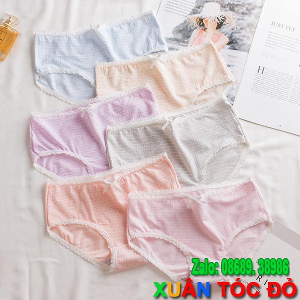 SỈ ZALO RẺ HƠN NHIỀU_ Quần Lót Kẻ Ô Viền Ren Cao Cấp M003