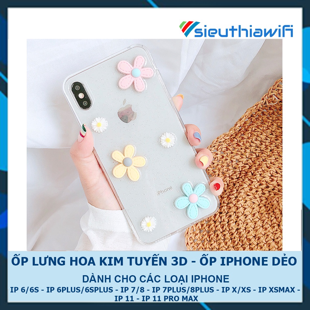 Ốp lưng iphone 3d Hoa kim tuyến (hình nổi) 6/6s/6plus/7/8/7plus/8plus/x/xs/xs max/11/11promax - Awifi Case C4-2