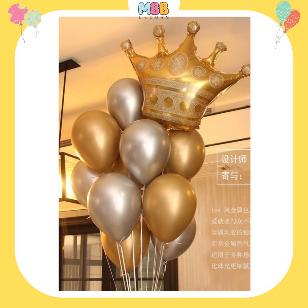 [TPHCM] Bóng Bay Sinh Nhật Chrome Siêu Nhũ 10 Inch, Bóng Trang Trí Sinh Nhật, Đám Cưới, Trung Thu Trăng Rằm