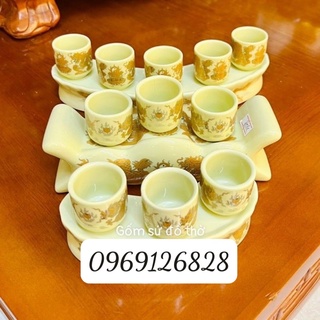 Bộ Kỷ 5 chén/3 chén đựng nước, rượu ban thờ. Bộ thanh 5 chén nước cúng