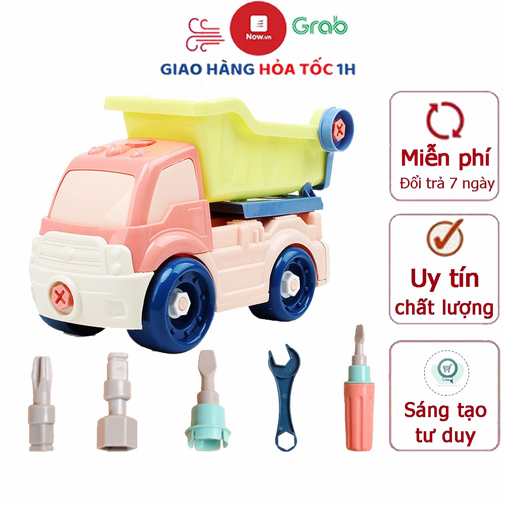 Bộ đồ chơi lắp ráp xe tải nhiều màu sắc kích thích giác quan của bé, kích thước rất lớn, nhựa an toàn (kèm vít)