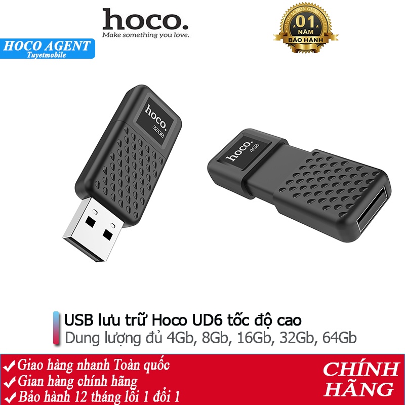 USB lưu trữ Hoco UD6 đủ dung lượng 4Gb, 8Gb, 16Gb, 32Gb, 64Gb truyền dữ liệu nhanh - Chính hãng