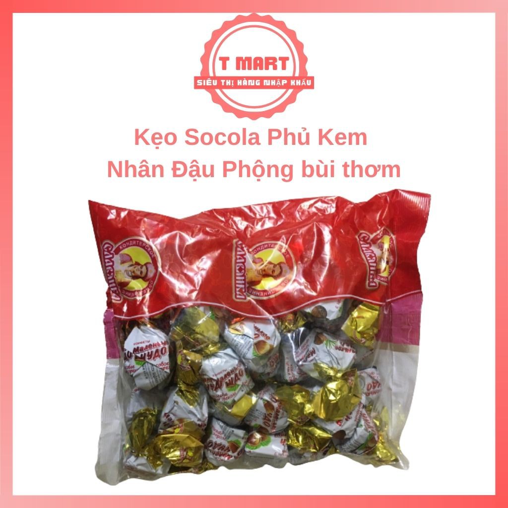 Kẹo Chudo Nga SLAVYANKA socola trắng trộn dừa phủ bánh xốp nhân kem hạt phỉ hạt dẻ nguyên hạt thơm bùi tuyệt hảo