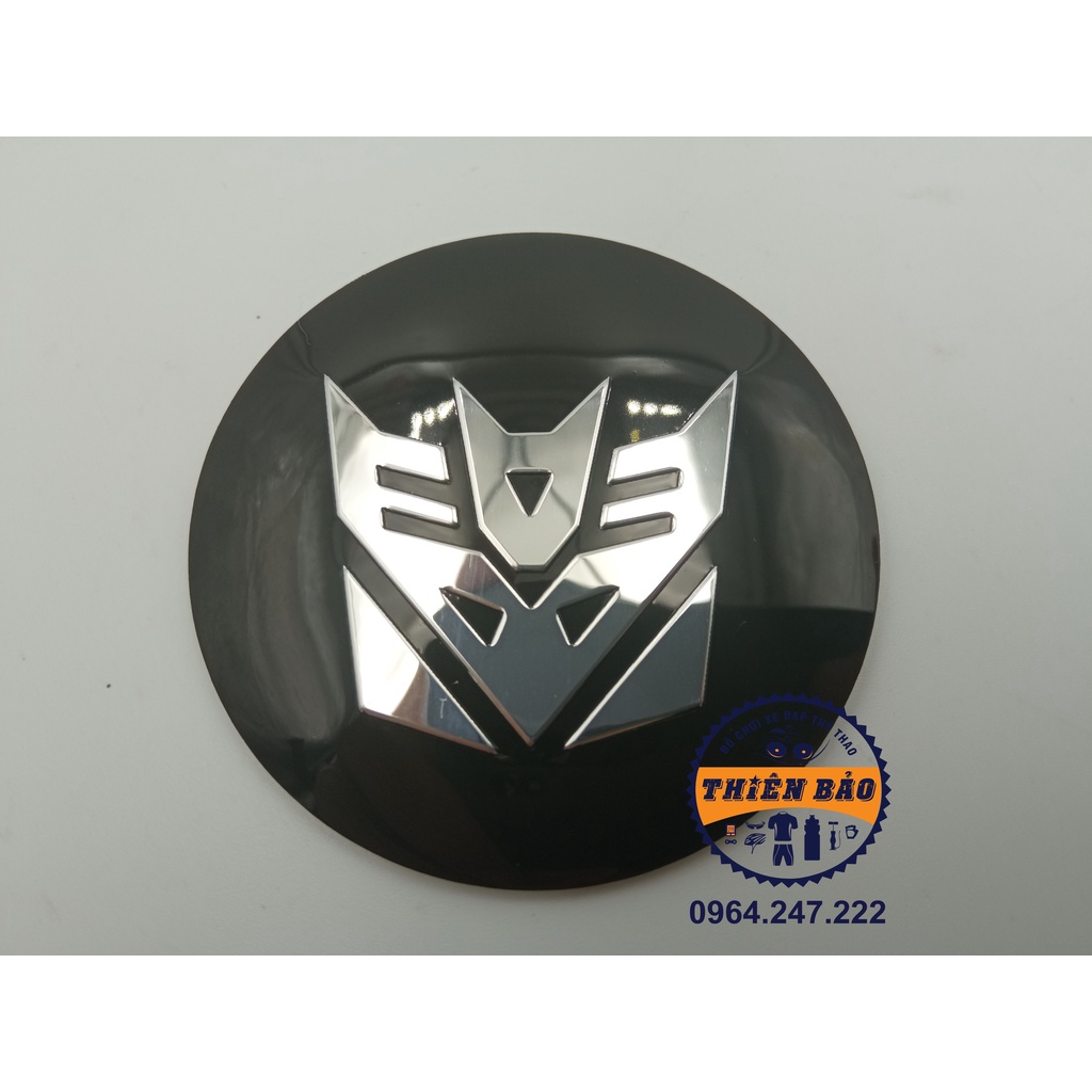 Decal nhôm dán xe Trans Des, tem dán xe Transformer Destroy, logo dán xe tròn nền đen #323