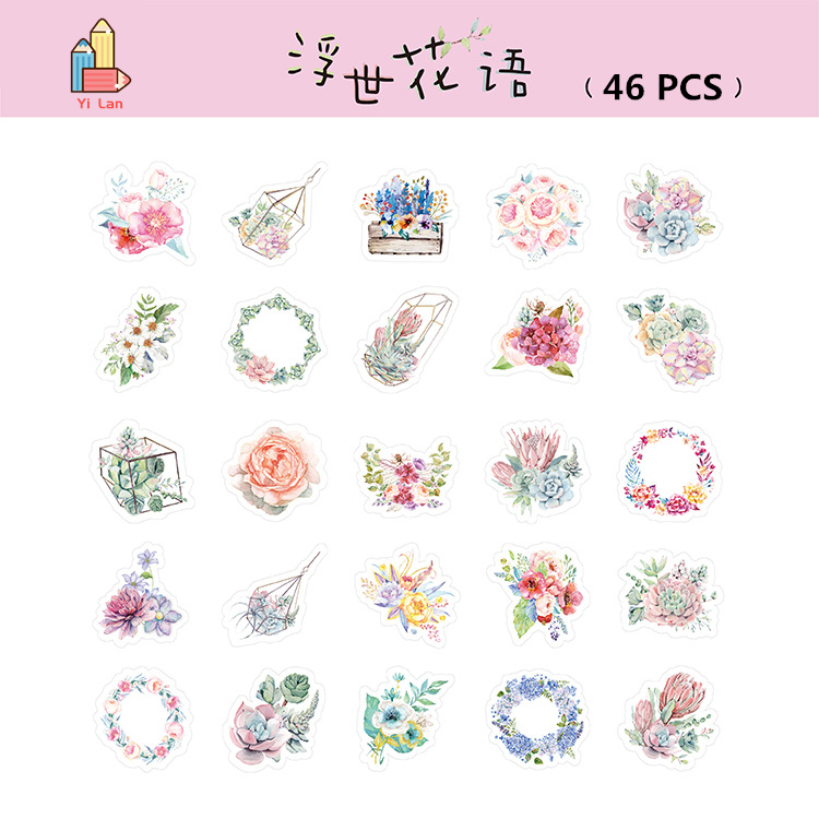 Set 46 Miếng Dán Trang Trí Sổ Tay / Điện Thoại