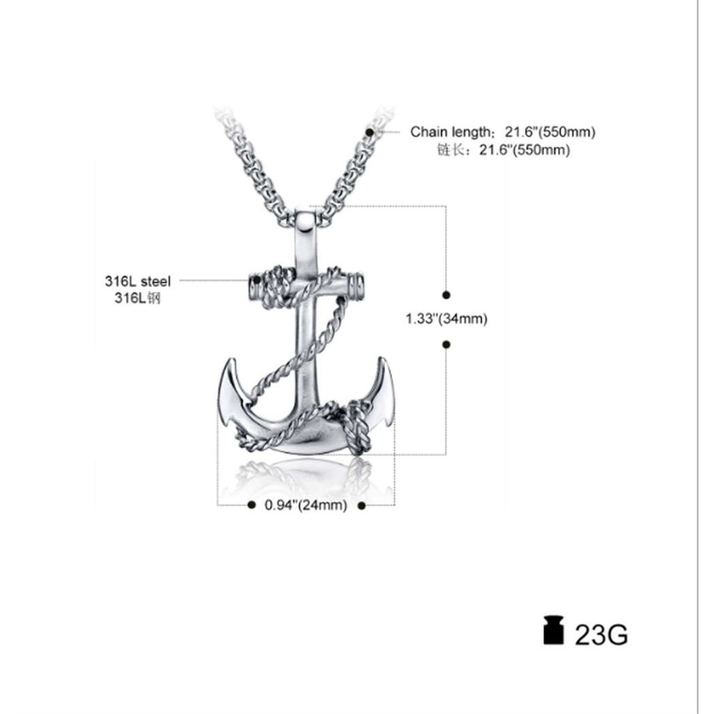 Vòng cổ Thép Titan Mặt Hình Mỏ Neo xc013
