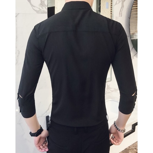 Áo sơ mi nam, Áo sơ mi  tay lỡ làm từ hỗn hơp rợi tổng hợp, co giãn nhẹ, mặc thoải mái, thấm hút mồ hôi N17