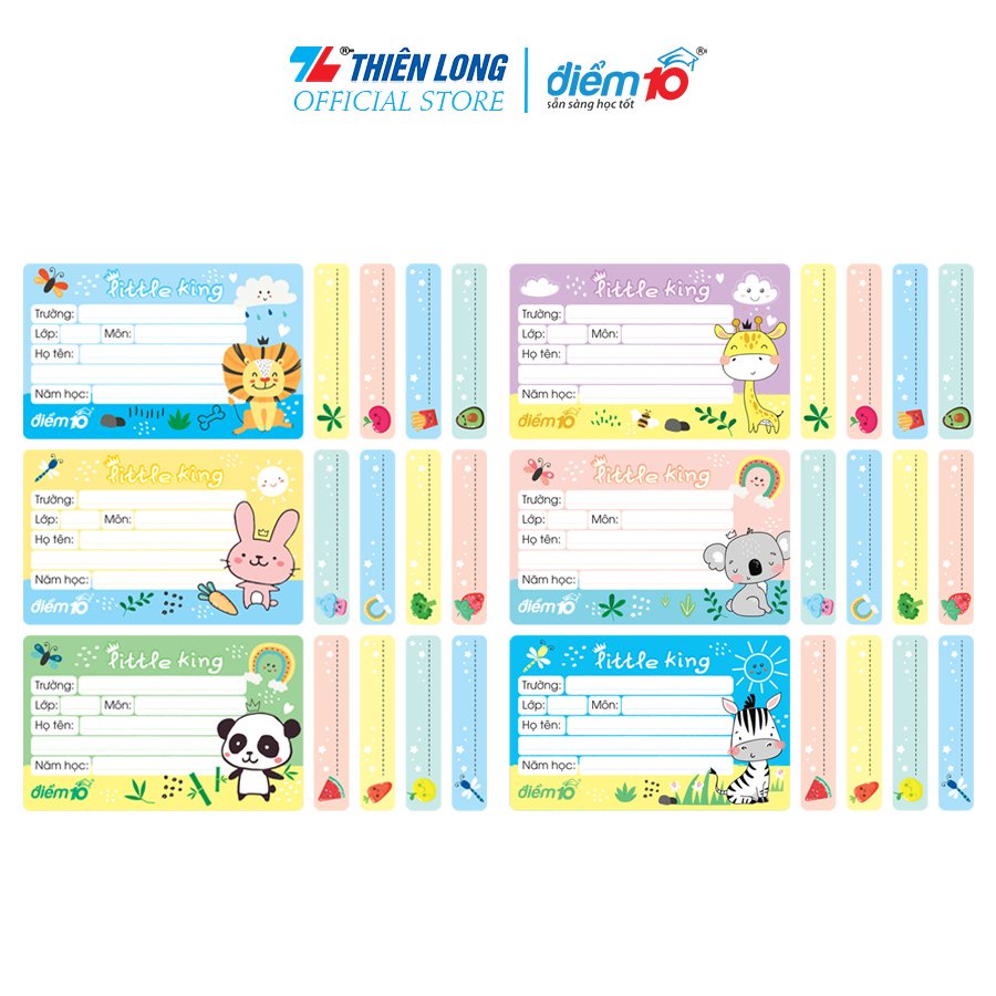 Combo 4 xấp Nhãn vở Thiên Long Điểm 10 TP-NBL005