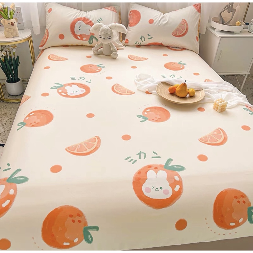 Sét Ga Gối 3 Món Hizun Cotton 100% Hoạ Tiết Dễ Thương
