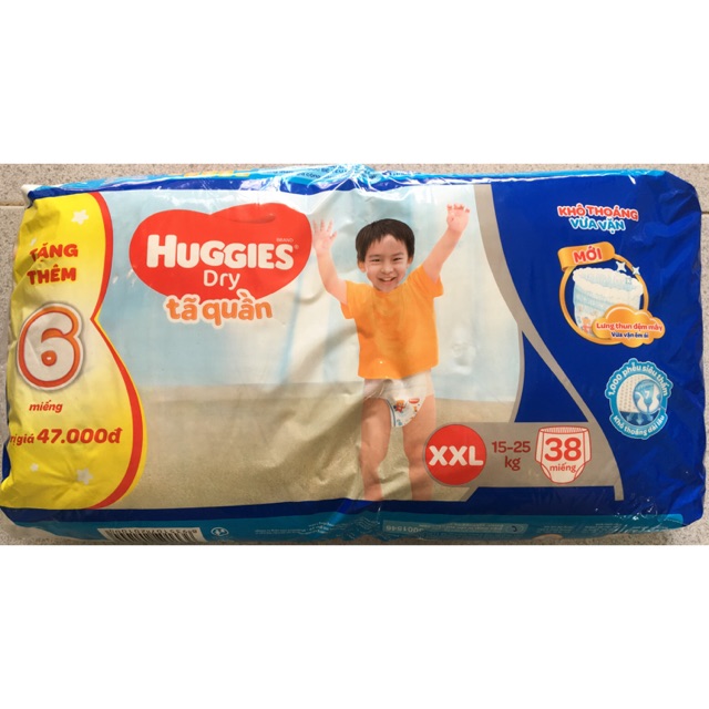 Tả quần Huggies size XXL( 15-> 25kg) 38M+ tặng kèm 6M