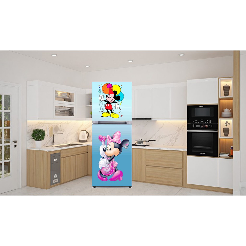 Decal dán tủ lạnh mẫu hoạt hình chuột Mickey siêu đáng yêu - đầy đủ kích thước - siêu bền đẹp