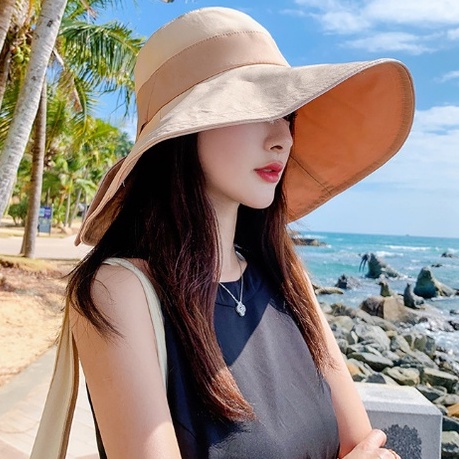 Mũ rộng vành thắt nơ phong cách Hàn, nón vành to chống nắng cho nữ cao cấp mới