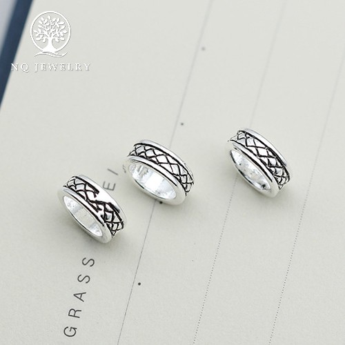 Charm bạc chặn hạt họa tiết hoa văn - NQ Jewelry