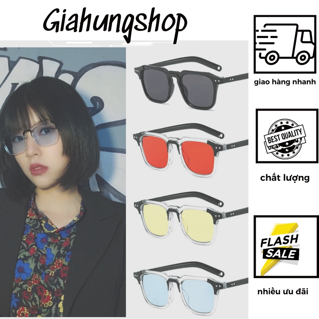 Kính mát gọng vuông chống tia Uv400 thời trang cho nam và nữ