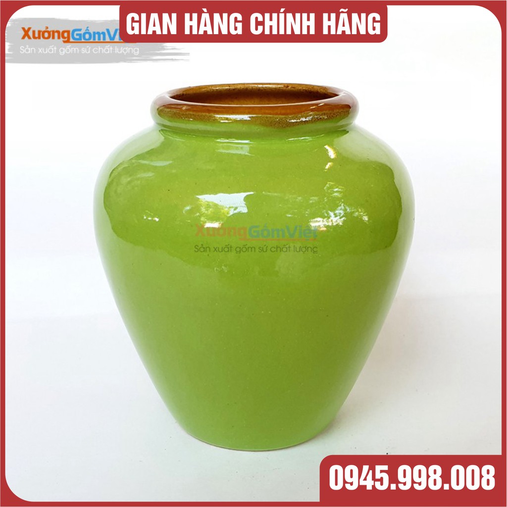 Lu sứ màu xanh đọt chuối non dung tích 400ml - hàng thủ công gốm BÁT TRÀNG - XƯỞNG GỐM VIỆT