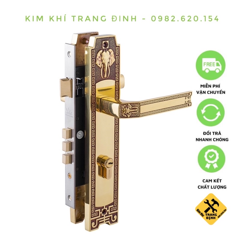 Khoá Tay Gạt Đồng Thau Thân Inox 304 HC8528 SSHA Chính Hãng Huy Hoàng Bảo Hành 3 Năm