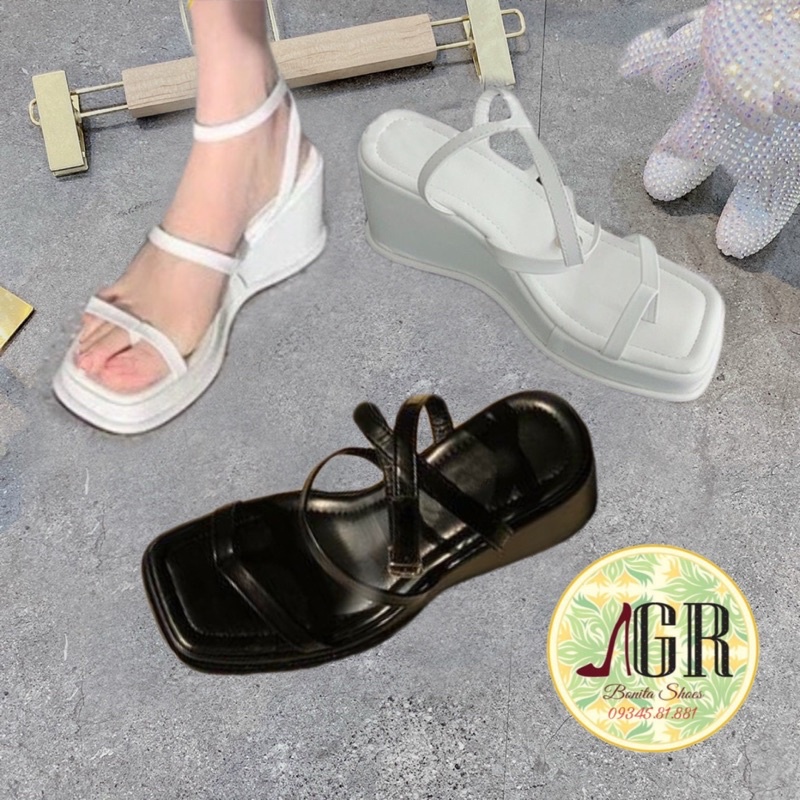 Sandal xuồng kẹp xỏ 3 dây khoá gài cao 7cm