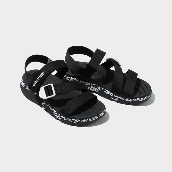 SHONDO | Sandal Shondo F7 track MONOGRAM vẽ tay đen F7T1019