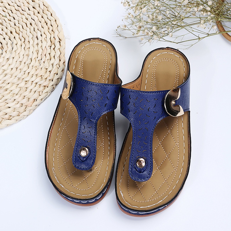Dép sandal đế xuồng phong cách retro thời trang cho nữ