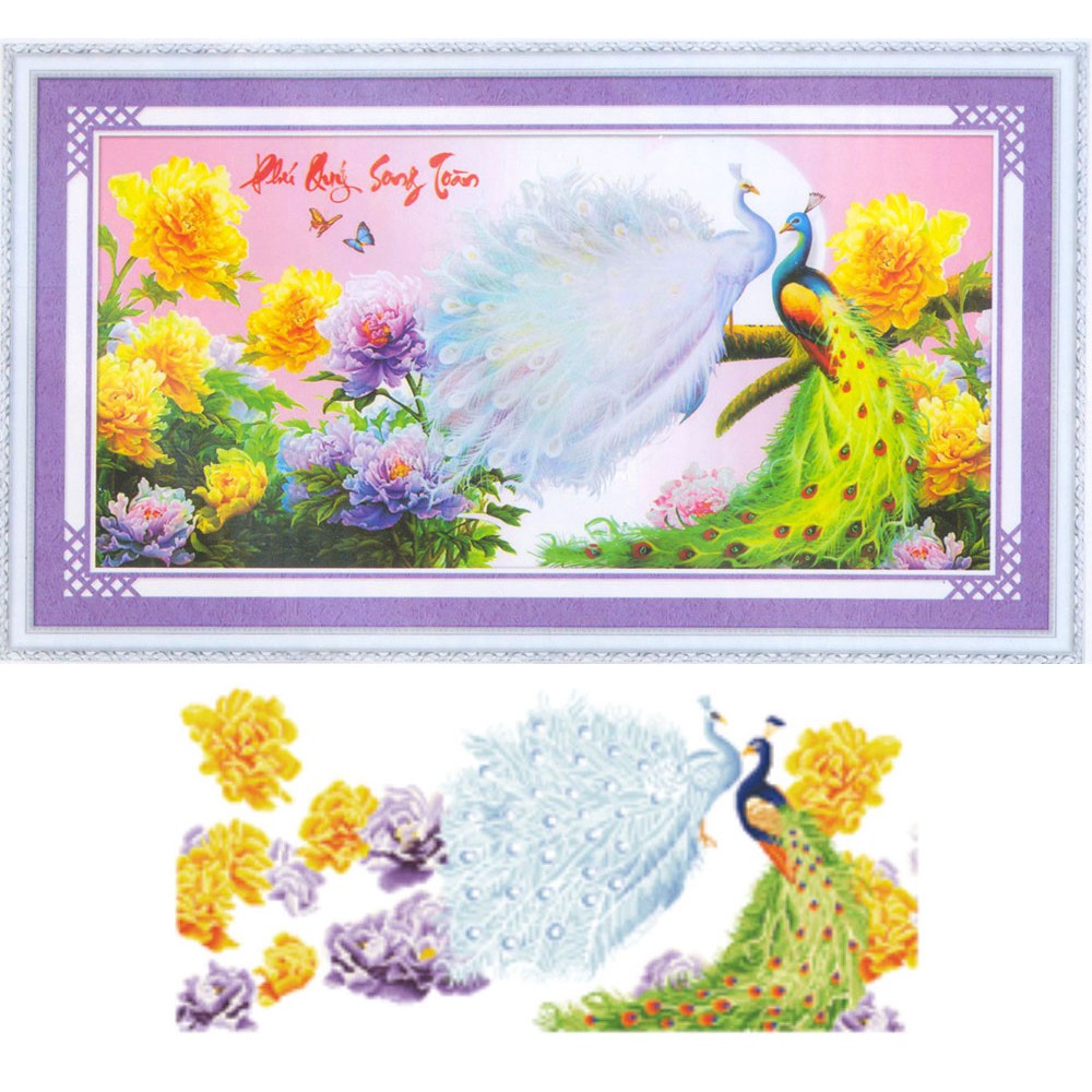 Tranh Đính Đá ABC 3D Phú Quý Song Toàn DF316 (KHÁCH TỰ ĐÍNH) KT:115X60CM