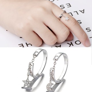 Nhẫn bạc nữ ngôi sao, mặt trăng phong cách Hàn Quốc cực dễ thương