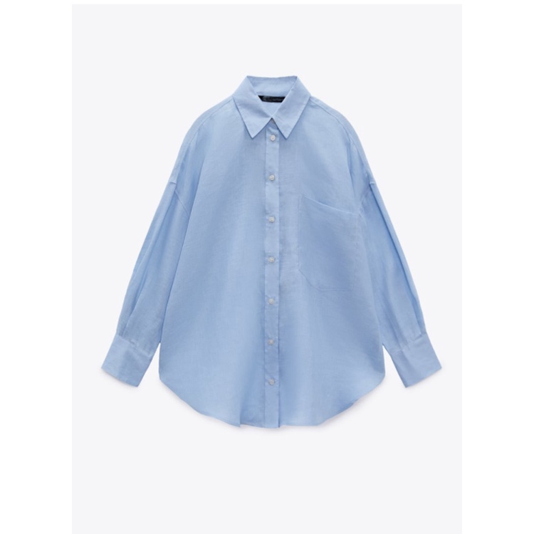 Áo Sơ Mi Zara Vải Lanh Phối Túi Thời Trang Mùa Xuân Cá Tính 8372034