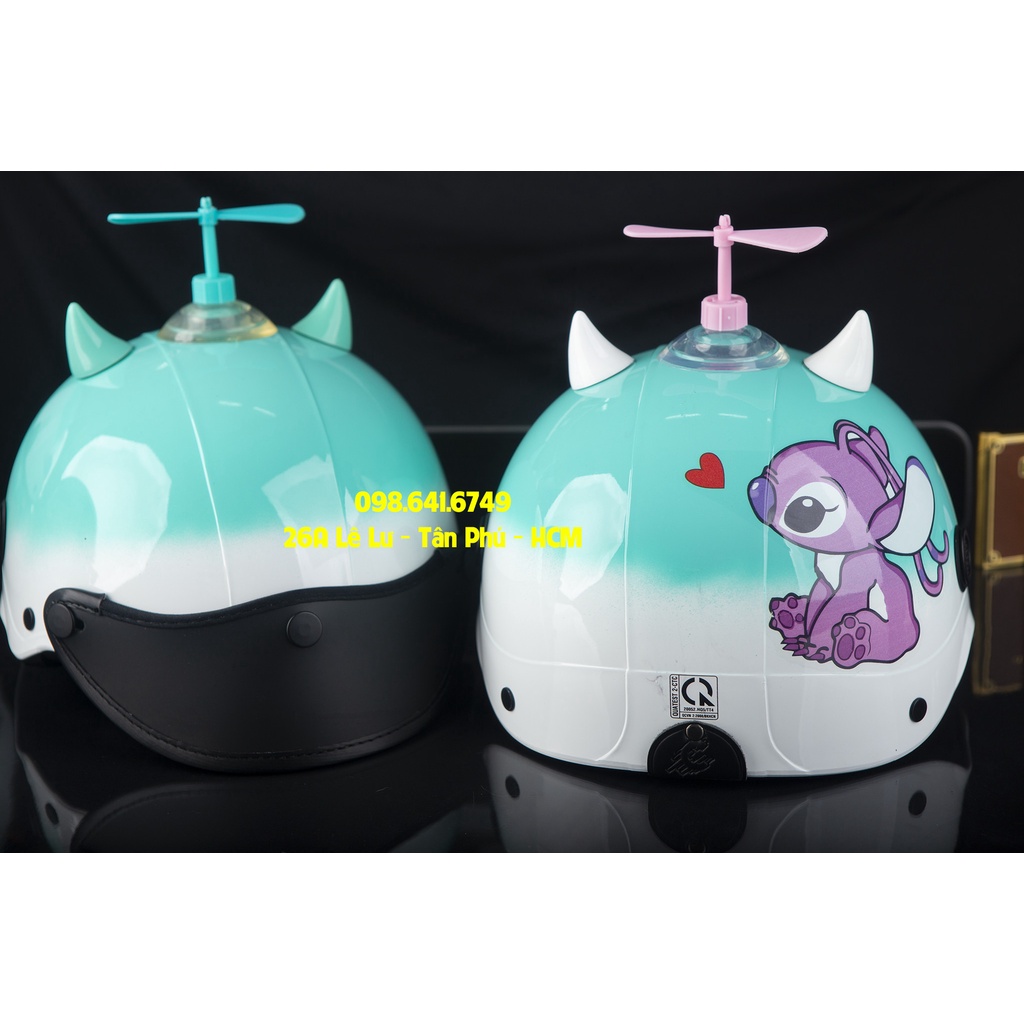 MŨ NÓN BẢO HIỂM NGƯỜI LỚN Cặp đôi Stich Hồng - Trắng Xanh