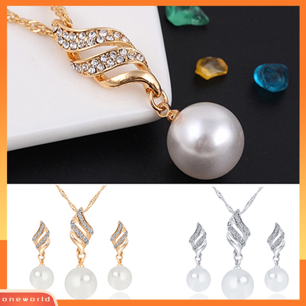 [ONWO] Set Bông Tai Ngọc Trai Giả Bằng Hợp Kim Bền Màu Sắc Thanh Lịch Chất Lượng Cao