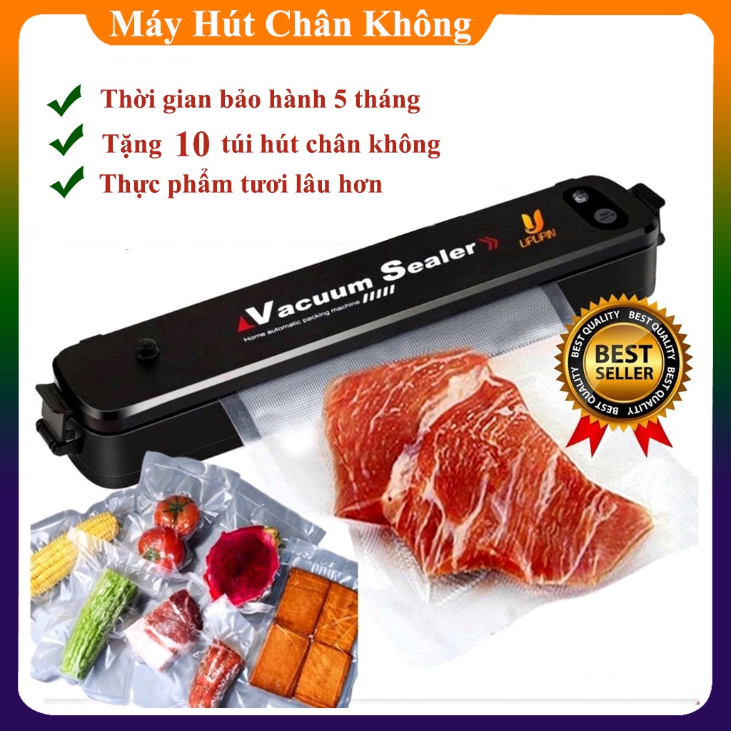 Máy Hút Chân Không Thực Phẩm Mini Gia Đình  Máy Hut Chân Không bảo quản thực phẩm -Tặng 10 túi hút chân không