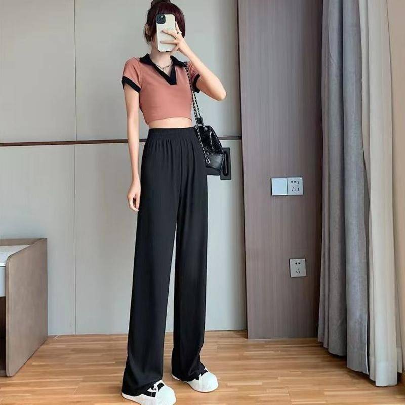Quần Dài Ống Rộng Lưng Cao Phong Cách Hàn Quốc Cho Nữ