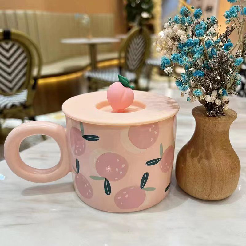 Cốc Uống Nước Bằng Sứ Có Nắp Đậy Dễ Thương Xinh Xắn Ttm206