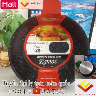 Chảo đá chống dính sâu lòng đáy từ ramos size 20, 22, 24, 26, 28, 30 sử dụng được trên bếp từ